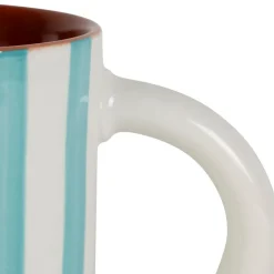 Fabrique de Styles Tasses Et Mugs>Mug en grès rayé et blanc 40cl - Alaria Turquoise