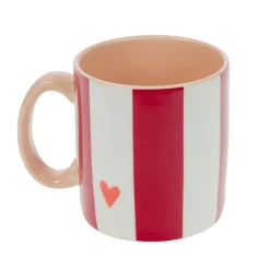 Fabrique de Styles Tasses Et Mugs>Mug Maman rayé et blanc en porcelaine - Ella Rouge
