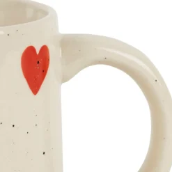 Fabrique de Styles Tasses Et Mugs>Mug Merci en grès et rouge moucheté 35cl - Famille Blanc