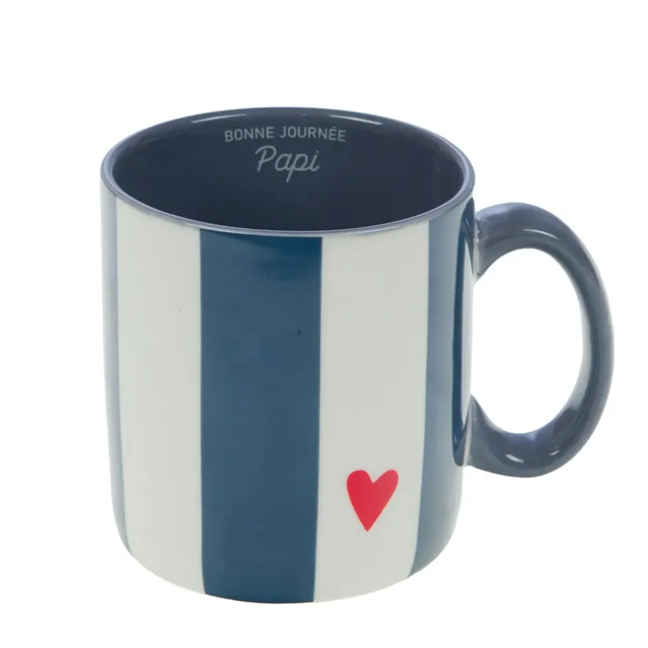 Fabrique de Styles Tasses Et Mugs>Mug Papi rayé et blanc en porcelaine - Ella Bleu