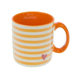 Fabrique de Styles Tasses Et Mugs>Mug rayé rouge et blanc en porcelaine - Ella Orange