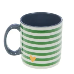 Fabrique de Styles Tasses Et Mugs>Mug rayé et blanc en porcelaine - Ella Vert