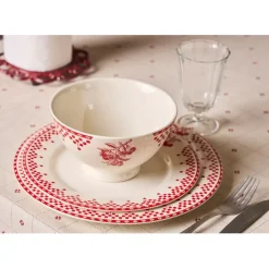 Fabrique de Styles Nappes>Nappe carrée en coton blanc et 160x160cm - P'tits cœurs Rouge