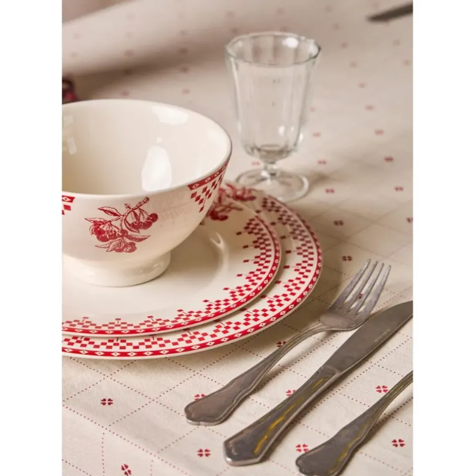 Fabrique de Styles Nappes>Nappe carrée en coton blanc et 160x160cm - P'tits cœurs Rouge