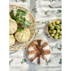 Fabrique de Styles Nappes>Nappe carrée en coton naturel et vert 160x160cm - Juline Naturel, Vert