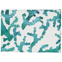 Fabrique de Styles Nappes>Nappe coton blanc et émeraude 260x160 - estran Blanc, Vert