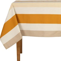 Fabrique de Styles Nappes>Nappe en coton écru et orange 250x145cm - Famille Ecru, Beige