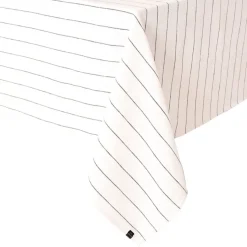 Fabrique de Styles Nappes>Nappe rayée en lin et coton 160x250cm - Calvi II Blanc