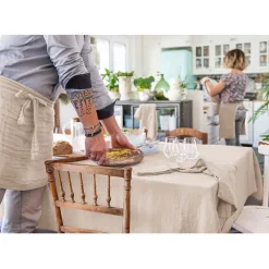 Fabrique de Styles Nappes>Nappe rectangle en gaze de coton unie pampa 150x250cm - Gaia Naturel