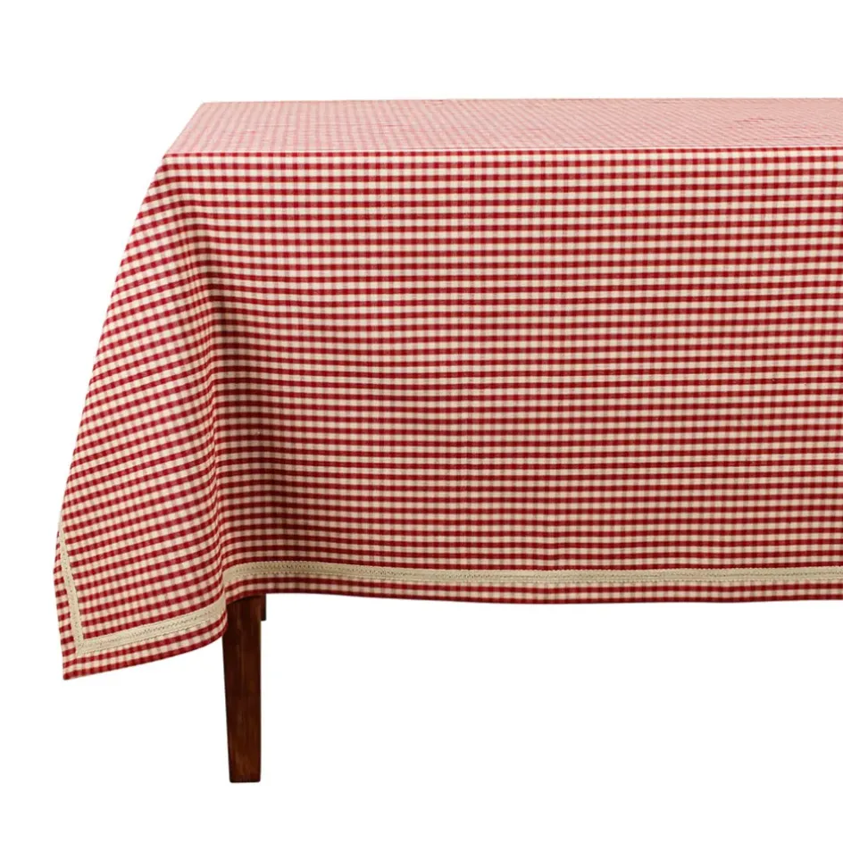 Fabrique de Styles Nappes>Nappe rectangulaire mami carreau en coton Rouge