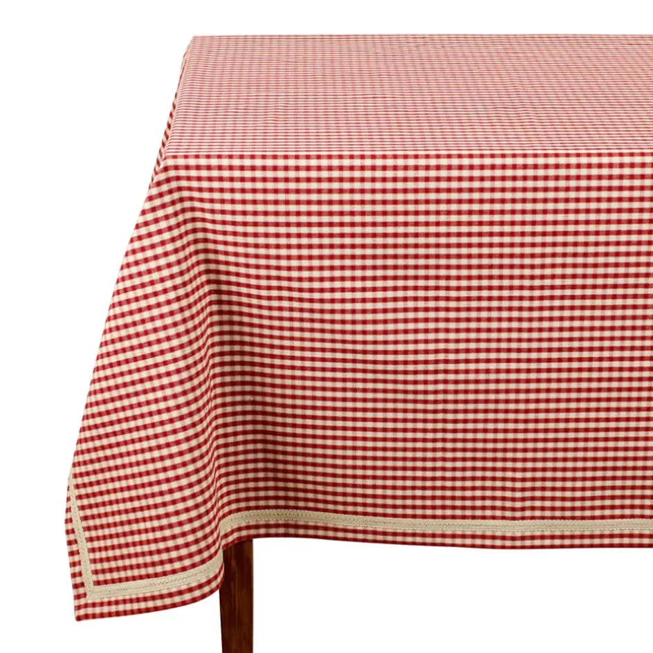 Fabrique de Styles Nappes>Nappe rectangulaire mami carreau en coton Rouge