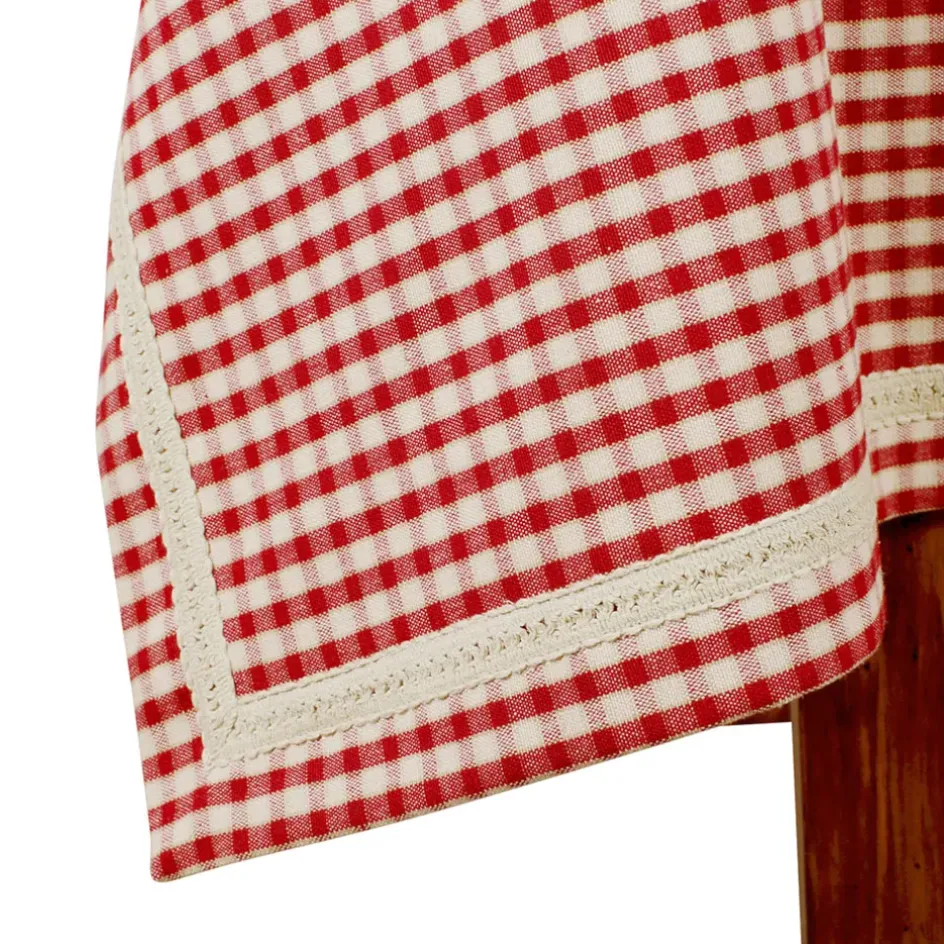 Fabrique de Styles Nappes>Nappe rectangulaire mami carreau en coton Rouge