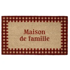 Fabrique de Styles Paillassons>Paillasson damier naturel et rouge 73x43cm en coco - la campagne Naturel, Rouge
