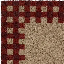 Fabrique de Styles Paillassons>Paillasson damier naturel et rouge 73x43cm en coco - la campagne Naturel, Rouge