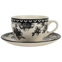 Fabrique de Styles Tasses Et Mugs>Paire tasse et coupelle café en faïence noir 22cl - Lison Indigo