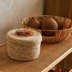 Fabrique de Styles Paniers Et Corbeilles>Panier en raphia et rotin d37cm - Seguia Multicolore