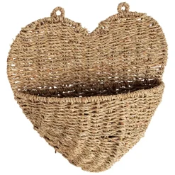 Fabrique de Styles Paniers Et Corbeilles>Panier mural cœur en jonc de mer 33x32cm - Chaumière Naturel