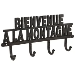 Fabrique de Styles Patères>Patère 4 crochets Bienvenue à la montagne en fonte - Minrai Brun