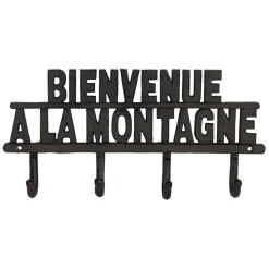 Fabrique de Styles Patères>Patère 4 crochets Bienvenue à la montagne en fonte - Minrai Brun