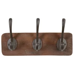 Fabrique de Styles Patères>Patère 3 crochets en shorea et ferrier - Campagne Brun