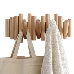 Fabrique de Styles Patères>Patère murale 5 crochets en bois 38x18x6.3cm Naturel