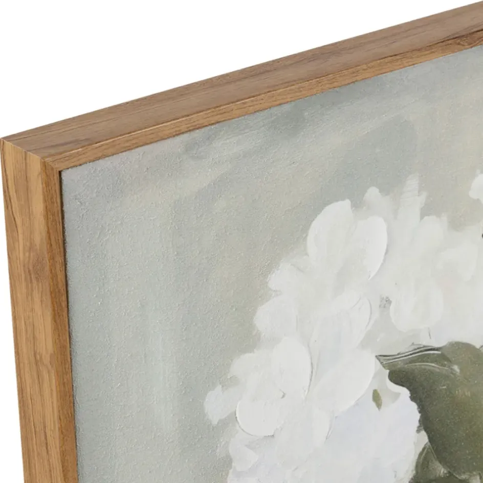 Fabrique de Styles Tableaux Et Toiles>Peinture encadrée hortensias blancs 80x80cm Blanc, Gris