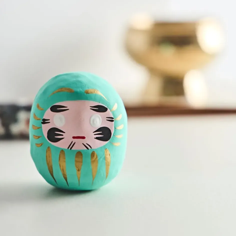 Fabrique de Styles Méditation Et Yoga>Petit daruma réussite scolaire Turquoise