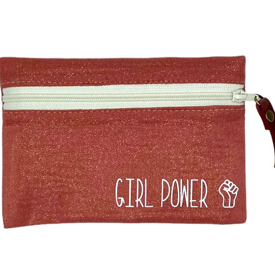 Fabrique de Styles Pochettes Et Housses>Petite pochette girl power scintillante Terracotta
