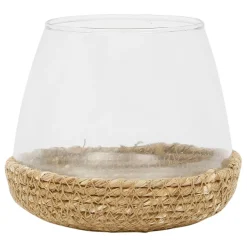 Fabrique de Styles Photophores, Bougeoirs Et Lanternes>Photophore en jute et verre - ourea Naturel