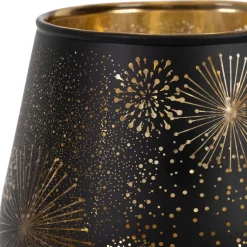 Fabrique de Styles Photophores, Bougeoirs Et Lanternes>Photophore en verre noir mat et doré h9.5cm - Tropic Etoile Noir mat, doré