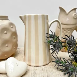 Fabrique de Styles Carafes Et Pichets>Pichet en céramique rayé blanc et 1L Sable