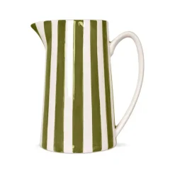 Fabrique de Styles Carafes Et Pichets>Pichet en céramique rayé blanc et 1L Kaki