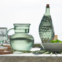 Fabrique de Styles Carafes Et Pichets>Pichet en verre recyclé sablé 2.3l - Aheli Sauge