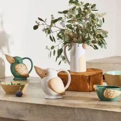 Fabrique de Styles Carafes Et Pichets>Pichet oiseau en grès 1.1L - Calao Blanc