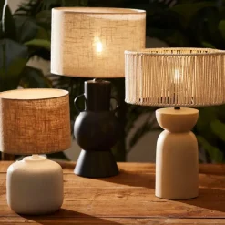 Fabrique de Styles Lampes À Poser>Pied de lampe arrondie en porcelaine h40cm - eterra Noir