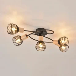 Fabrique de Styles Suspensions>Plafonnier 5 lumières en metal l67cm mat noir - kento Noir Mat