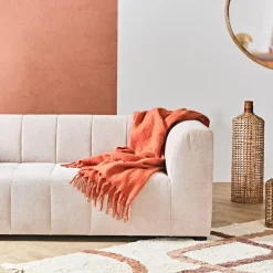 Fabrique de Styles Plaids>Plaid avec franges en tissu 170x130cm - Klosen Terracotta