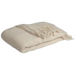 Fabrique de Styles Plaids>Plaid avec franges en tissu 170x130cm - Klosen Beige