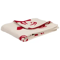 Fabrique de Styles Plaids>Plaid cerf en coton 150x125cm - Noel Rouge