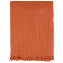 Fabrique de Styles Plaids>Plaid earth notes 170x130cm gaze de coton Terracotta
