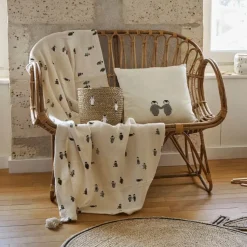 Fabrique de Styles Textiles>Plaid en coton écru et beige - Banquise Ecru, Beige