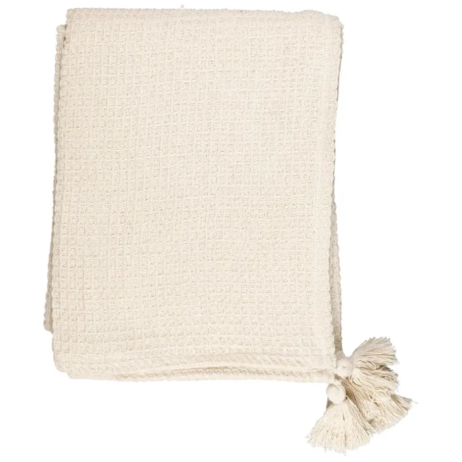 Fabrique de Styles Plaids>Plaid en coton nid d'abeille 170x130cm - Beezz Ecru