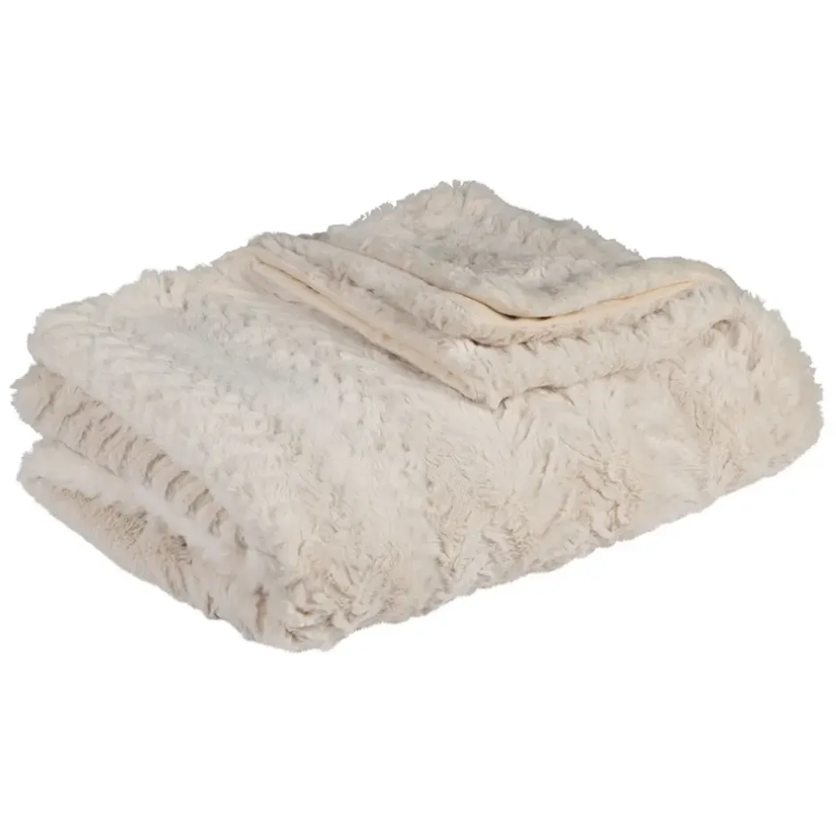 Fabrique de Styles Plaids>Plaid en tissu écru 170x130cm - Solene Ecru