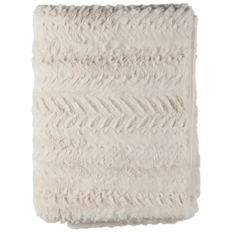 Fabrique de Styles Plaids>Plaid en tissu écru 170x130cm - Solene Ecru