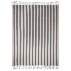 Fabrique de Styles Plaids>Plaid en tissu rayé et écru 170x130cm - Medi Bleu