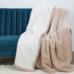 Fabrique de Styles Plaids>Plaid nid abeille en sherpa xxl 180x220cm Beige