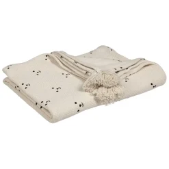 Fabrique de Styles Textiles>Plaid ours en coton ecru et beige 170x130cm - Songes Ecru, Beige