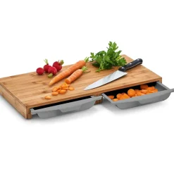 Fabrique de Styles Planches À Découper>Planche à découper en bambou avec 2 bacs gris Naturel