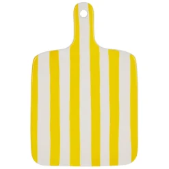 Fabrique de Styles Planches À Découper>Planche à découper en porcelaine rayée et blanc 28x18cm - Artist Jaune