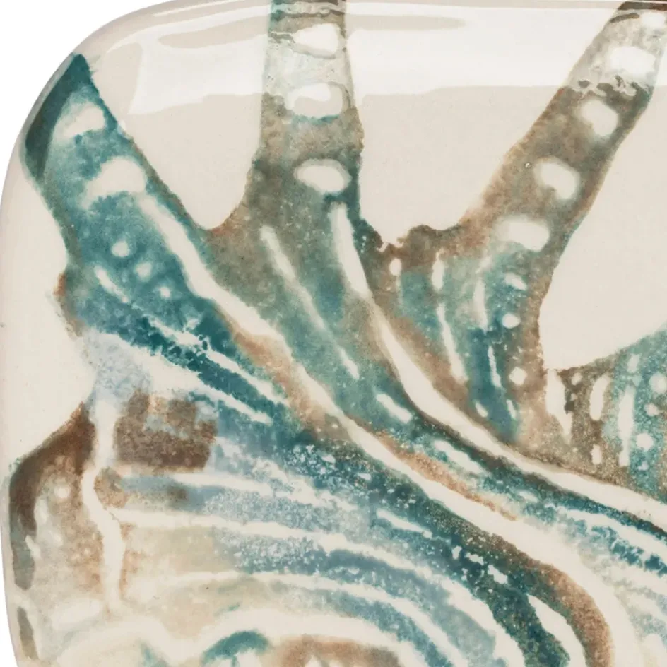 Fabrique de Styles Plats Et Saladiers>Plat à cake en faïence bleu et beige - Bord De Mer Bleu, Beige